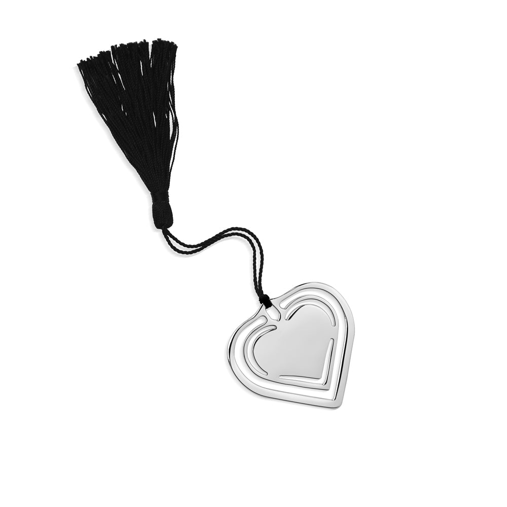 Heart Bookmark Black Tassel
