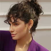 Ornate Drop Earrings with Light Blue Stones