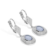 Ornate Drop Earrings with Light Blue Stones