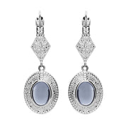 Ornate Drop Earrings with Light Blue Stones