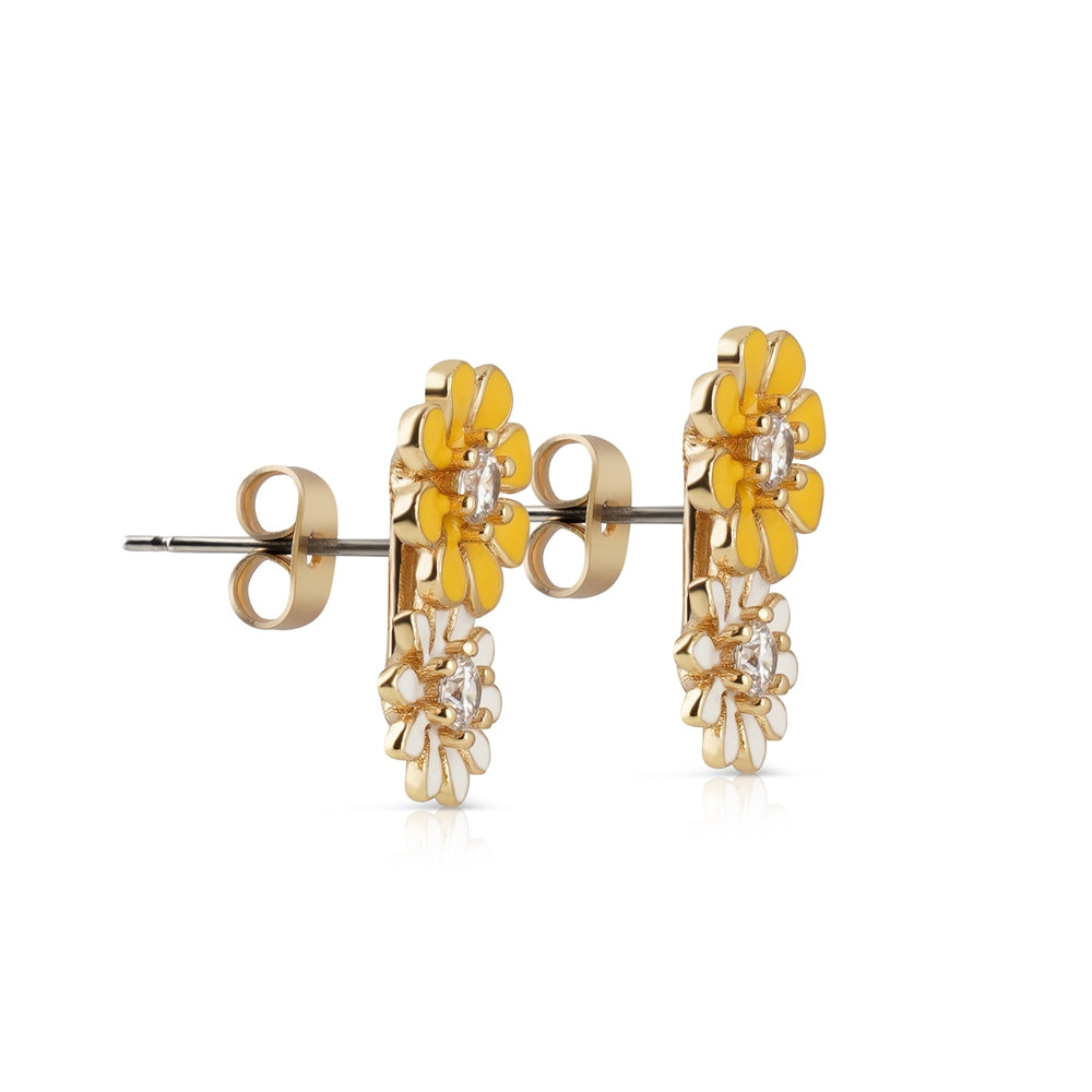 Yellow and White Floral Earrings