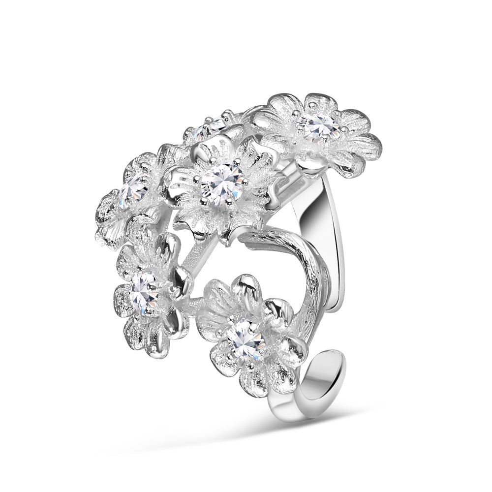 Silver Plated Floral Cluster Ring