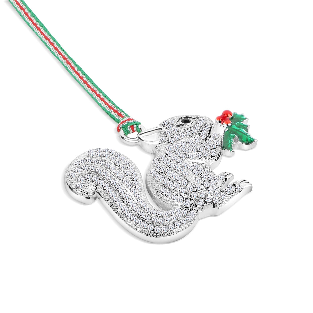 Squirrel with Holly Christmas Tree Decoration