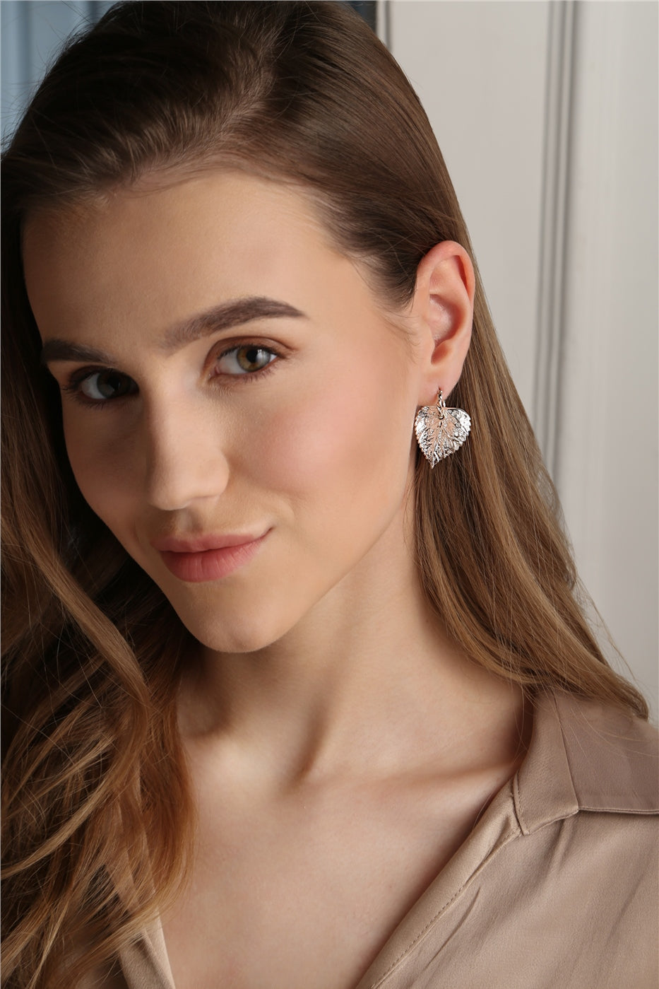 Textured Leaf Earrings