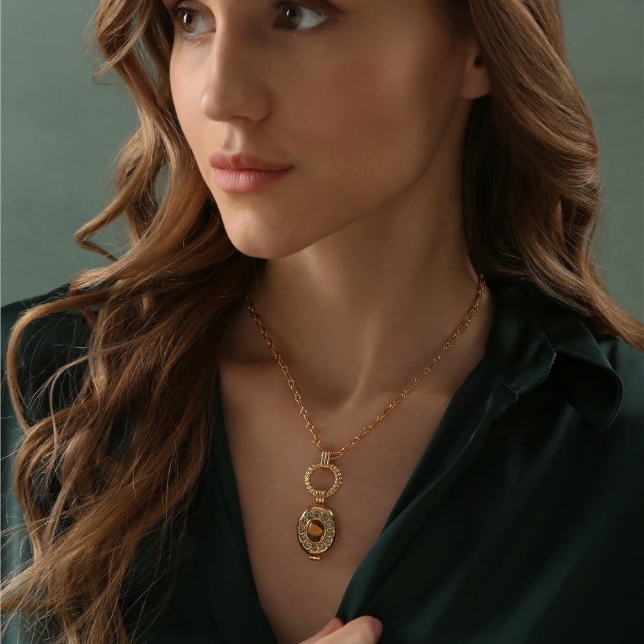 Gold Plated Locket with Topaz Stone