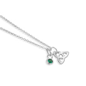 Trinity Knot Pendant with Green Stone