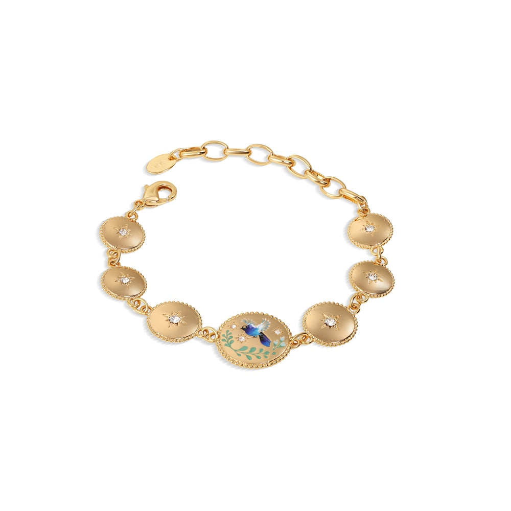 Bird Enamel Link Bracelet