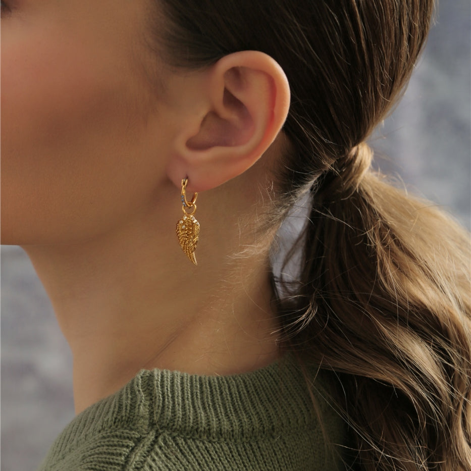 Angel Wing Earrings with Blue & Clear Stones