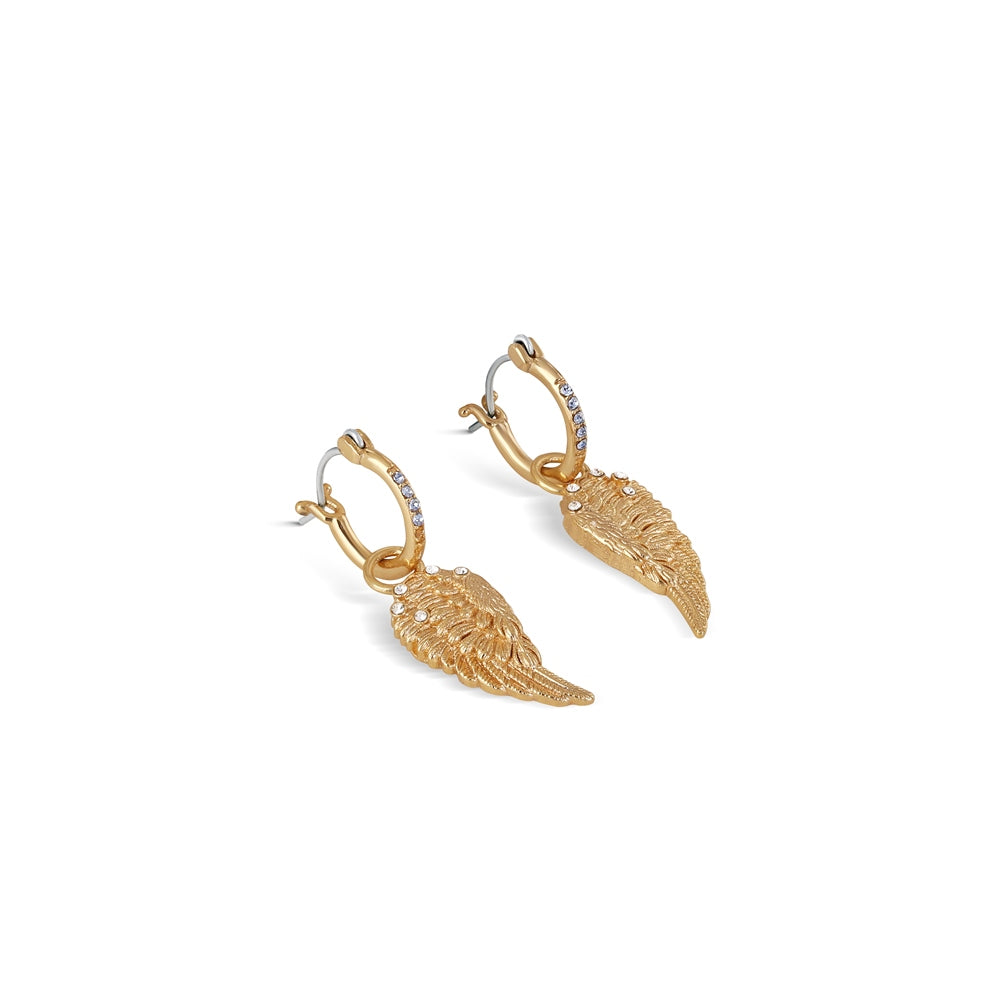 Angel Wing Earrings with Blue & Clear Stones