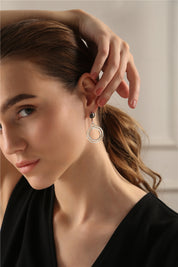 Circular Earrings with Black Stone