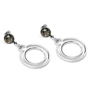 Circular Earrings with Black Stone