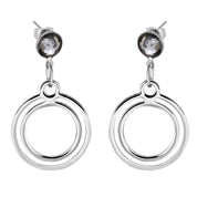 Circular Earrings with Black Stone