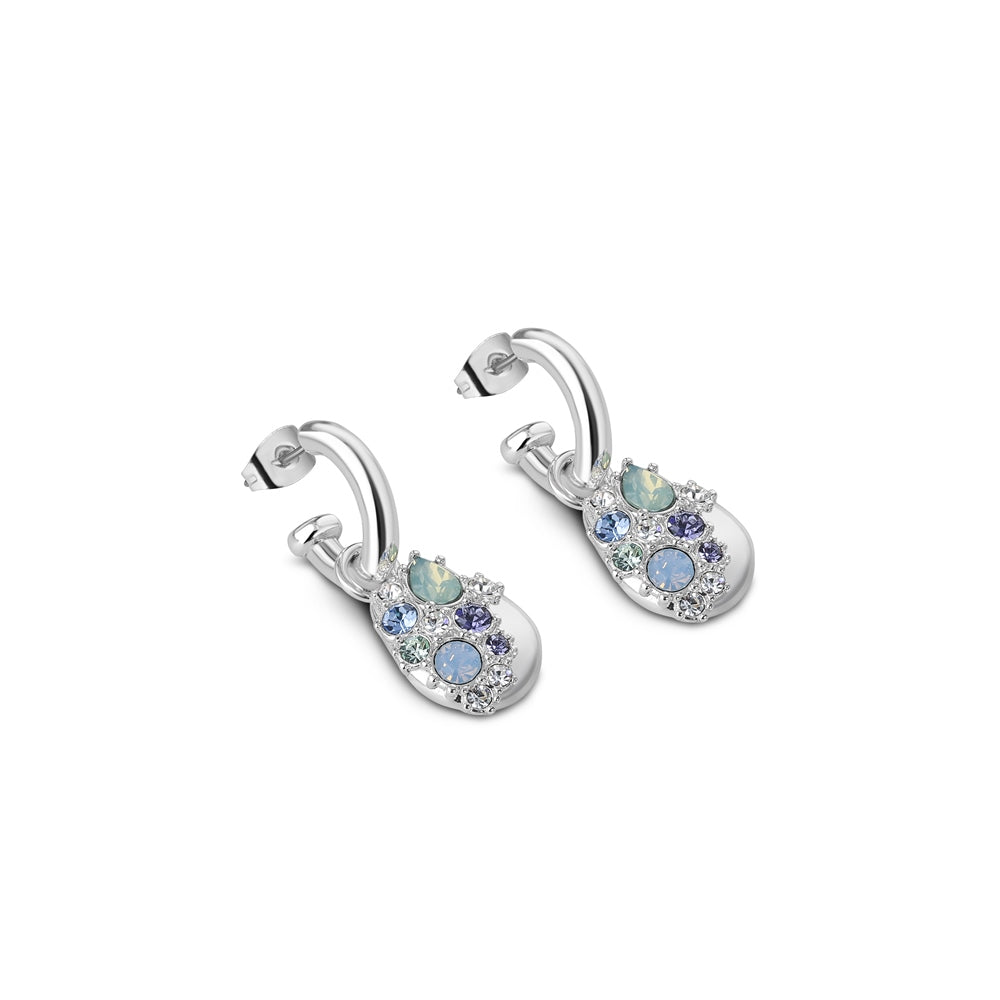 Drop Earrings with Blue and Clear Stones