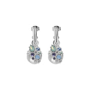 Drop Earrings with Blue and Clear Stones