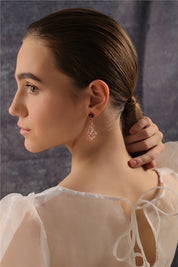 Drop Filigree Earrings with Mulberry Stone
