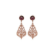 Drop Filigree Earrings with Mulberry Stone