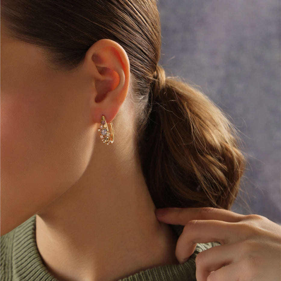 Hoop Earrings with Mixed Stones