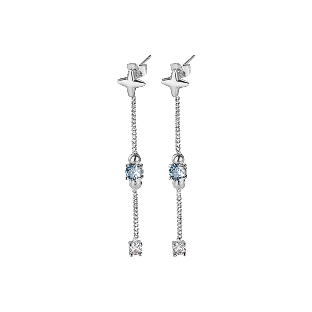 Star Earrings with Blue Stone