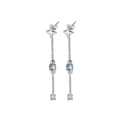 Star Earrings with Blue Stone