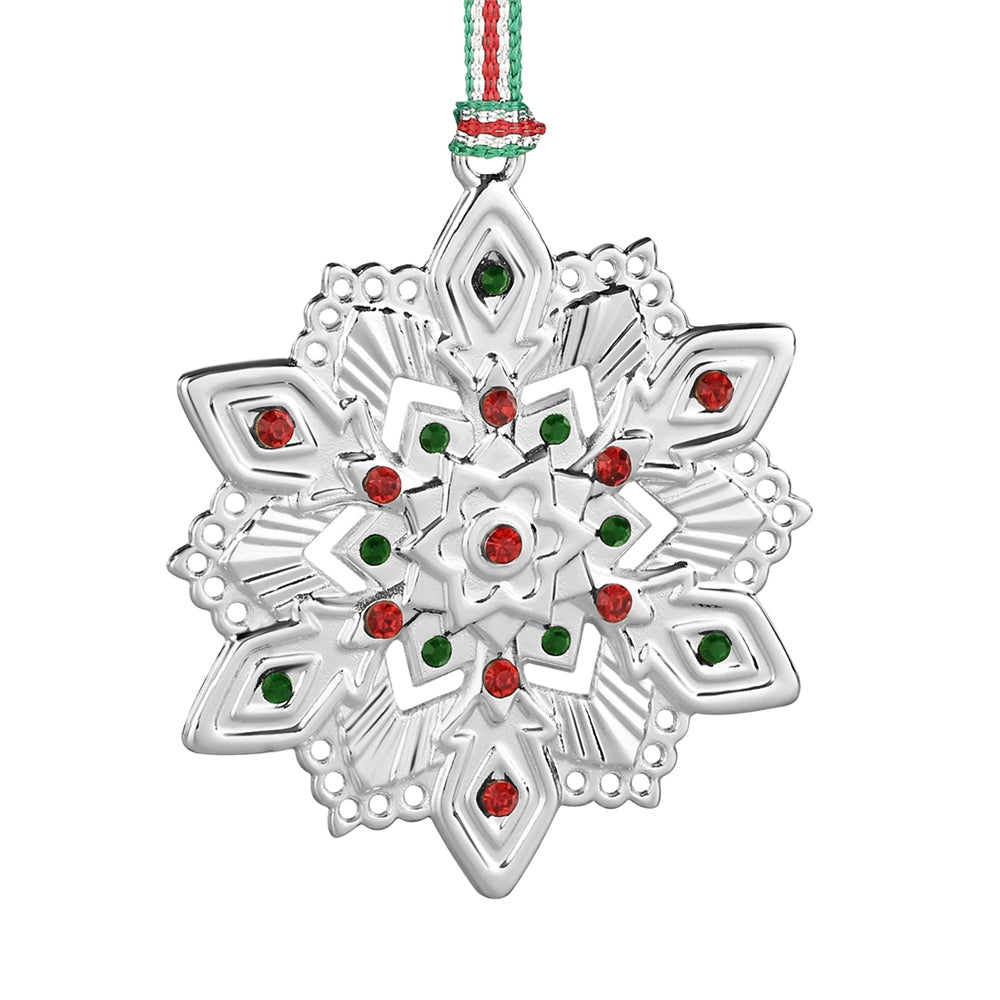Green & Red Snowflake Christmas Tree Decoration