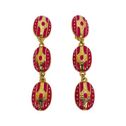 1970's Gold Tone Pink Enamel Earrings