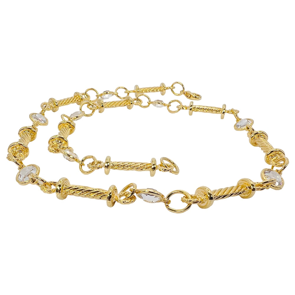 1970's Gold Plated Clear Rhinestone Necklace