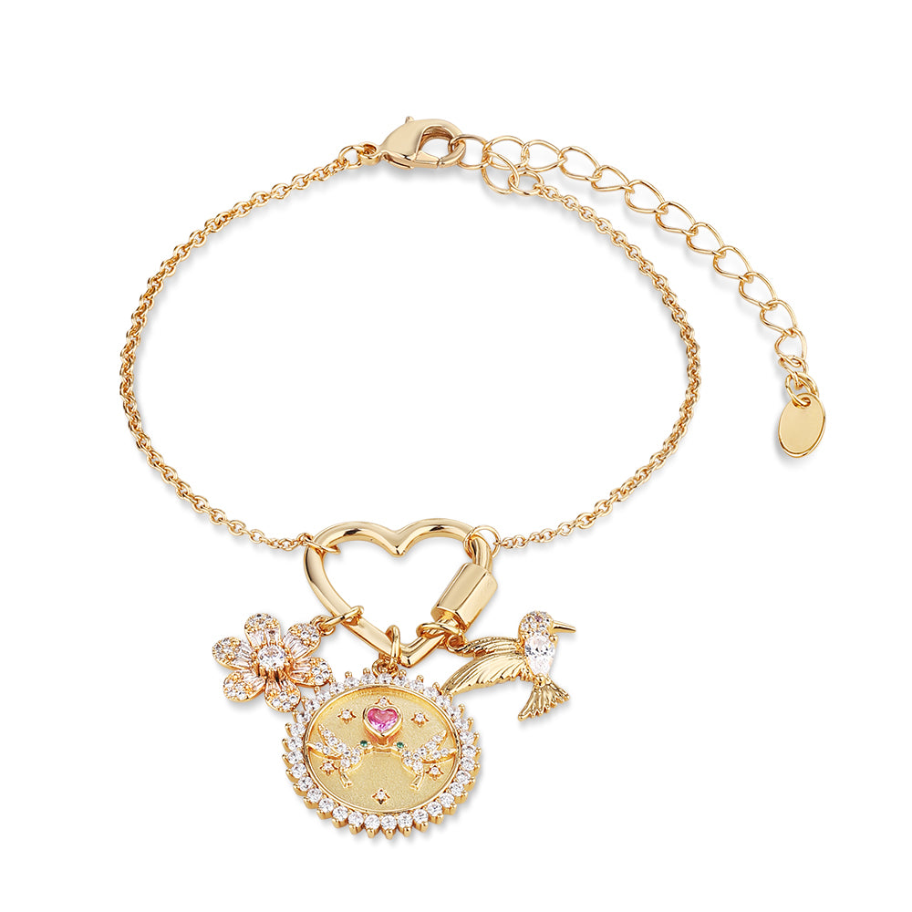Gold Plated Hummingbird Charm Bracelet