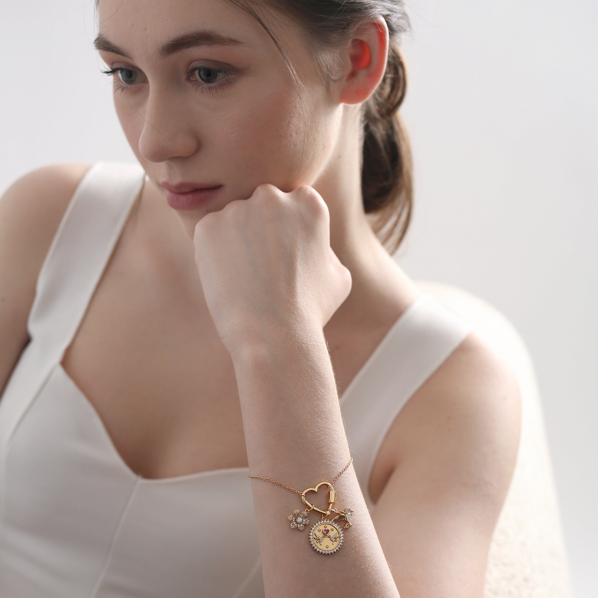 Gold Plated Hummingbird Charm Bracelet