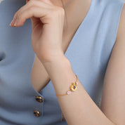 Gold Plated Bird with Pink Flower Bracelet