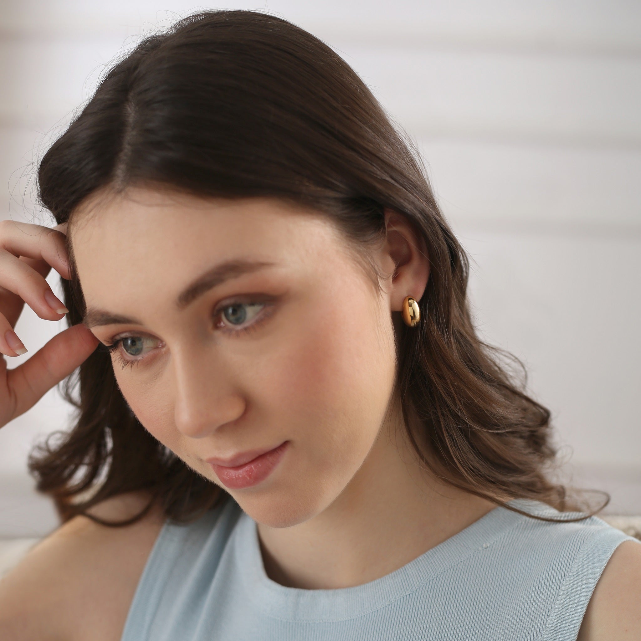 Gold Plated Dome Mini Hoop Earrings