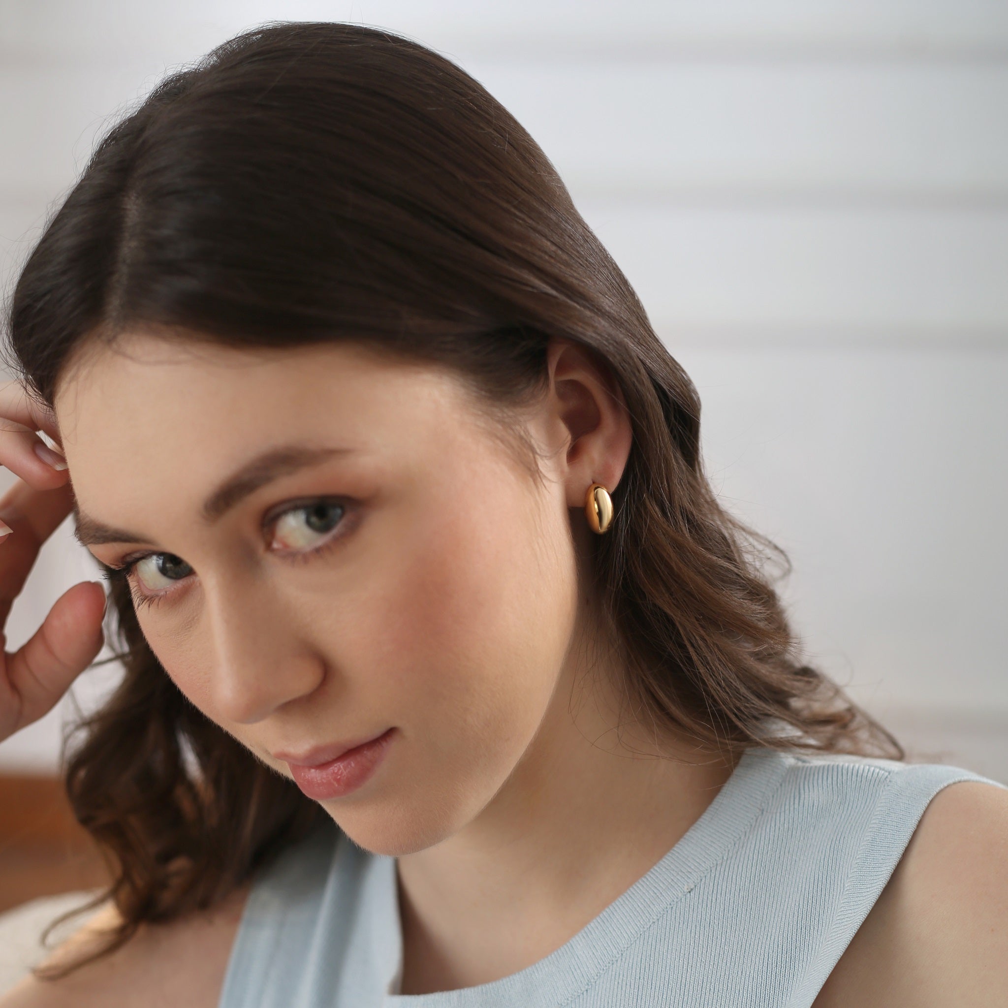 Gold Plated Dome Mini Hoop Earrings