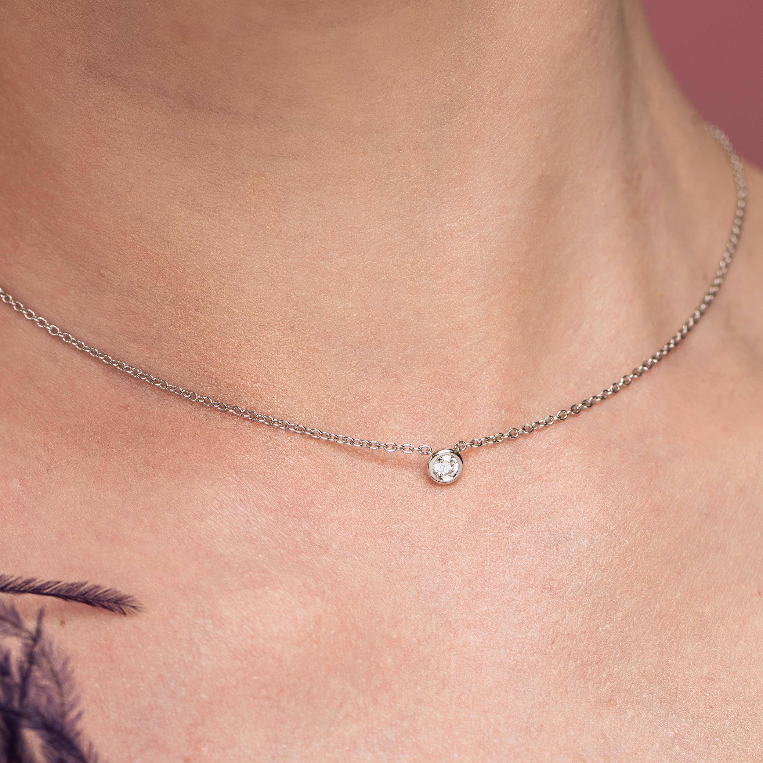 Sterling Silver Bezel Set Lab Grown Diamond Pendant 0.2ct