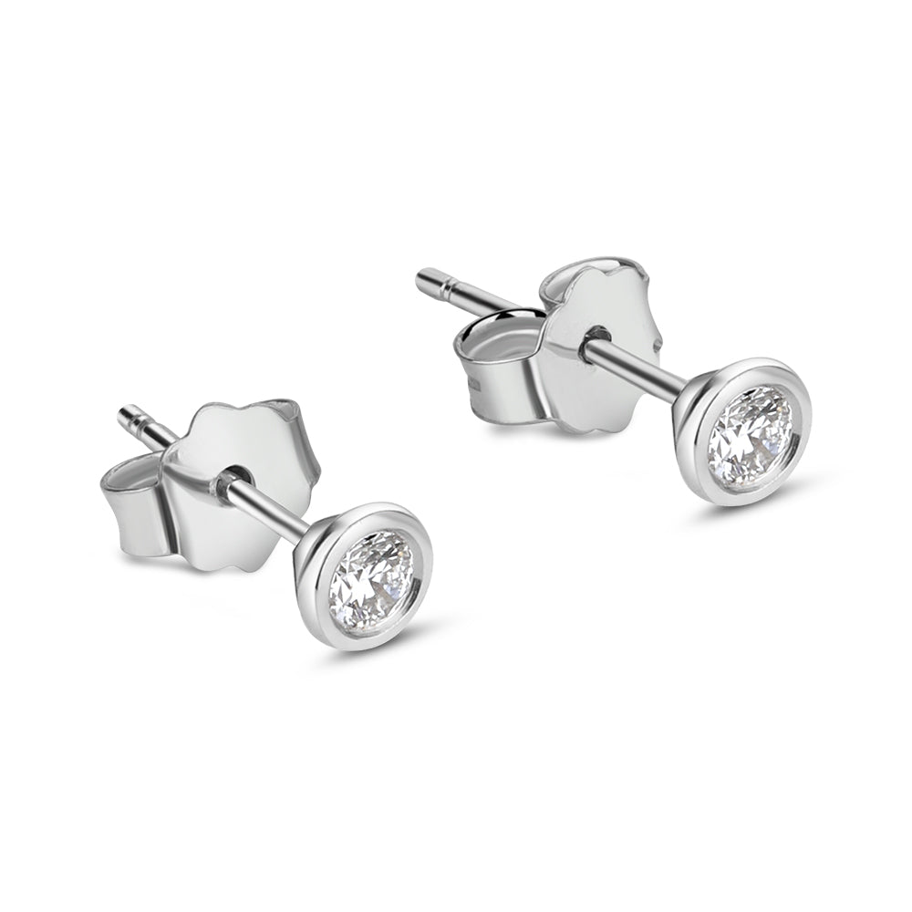 Sterling Silver Bezel Set Lab Grown Diamond Earrings 0.2ct