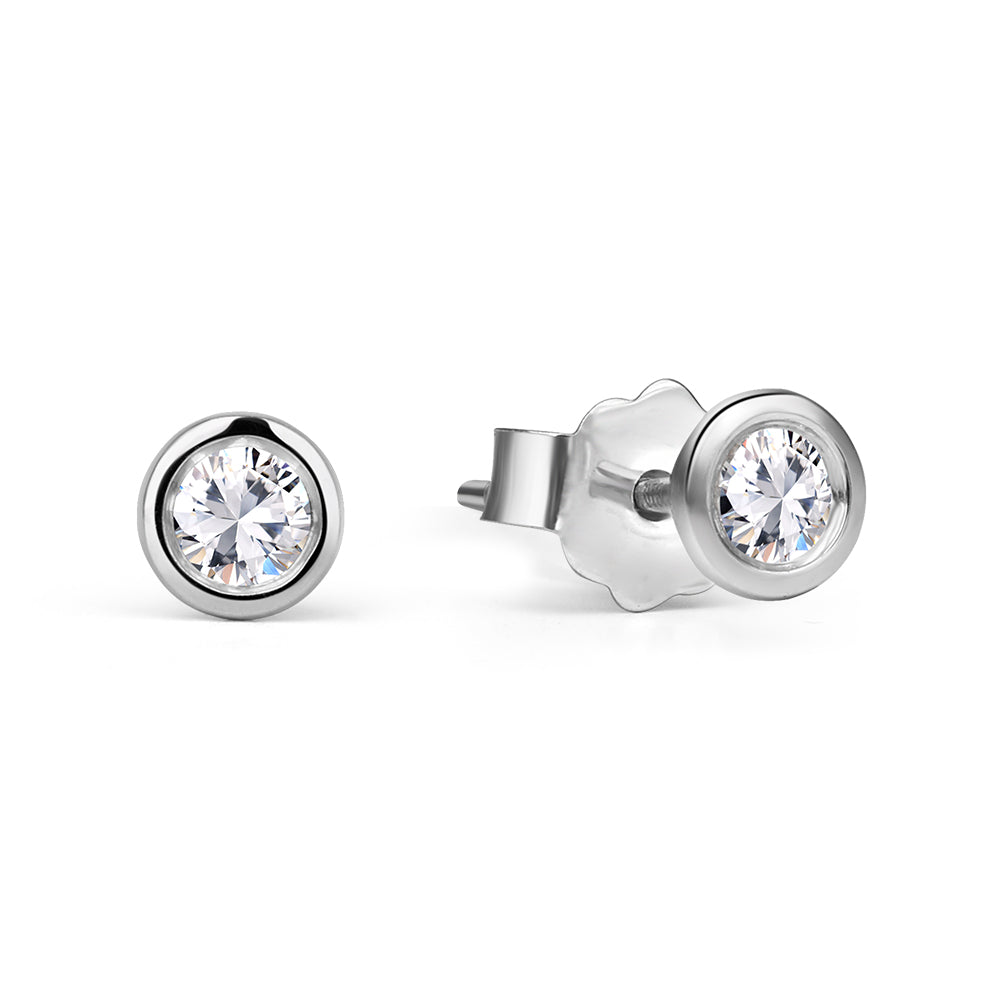Sterling Silver Bezel Set Lab Grown Diamond Earrings 0.2ct