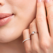 Sterling Silver Channel Set Lab Grown Diamond Ring 0.2ct Size L