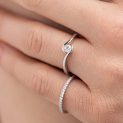 Sterling Silver Channel Set Lab Grown Diamond Ring 0.2ct Size P