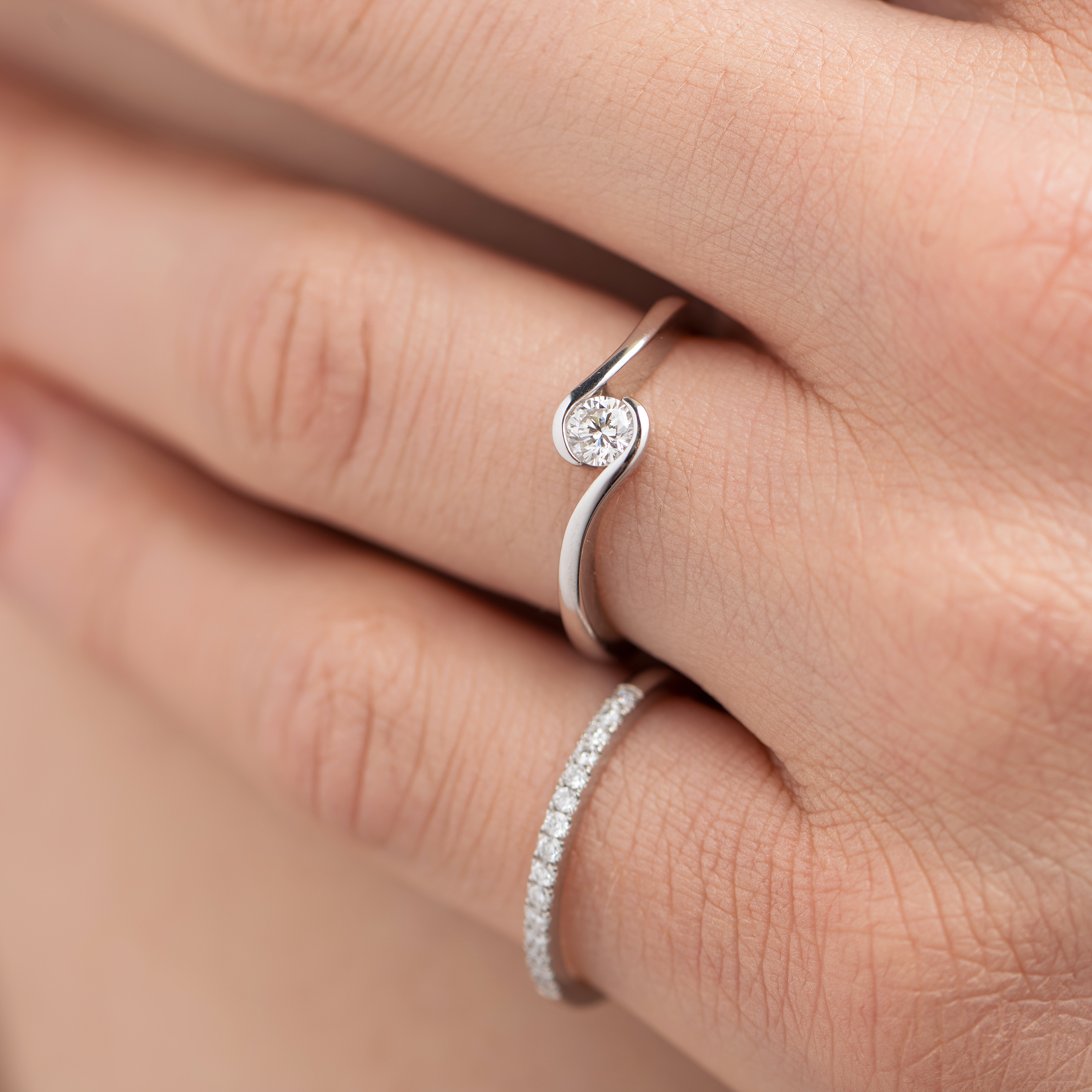 Sterling Silver Channel Set Lab Grown Diamond Ring 0.2ct Size P