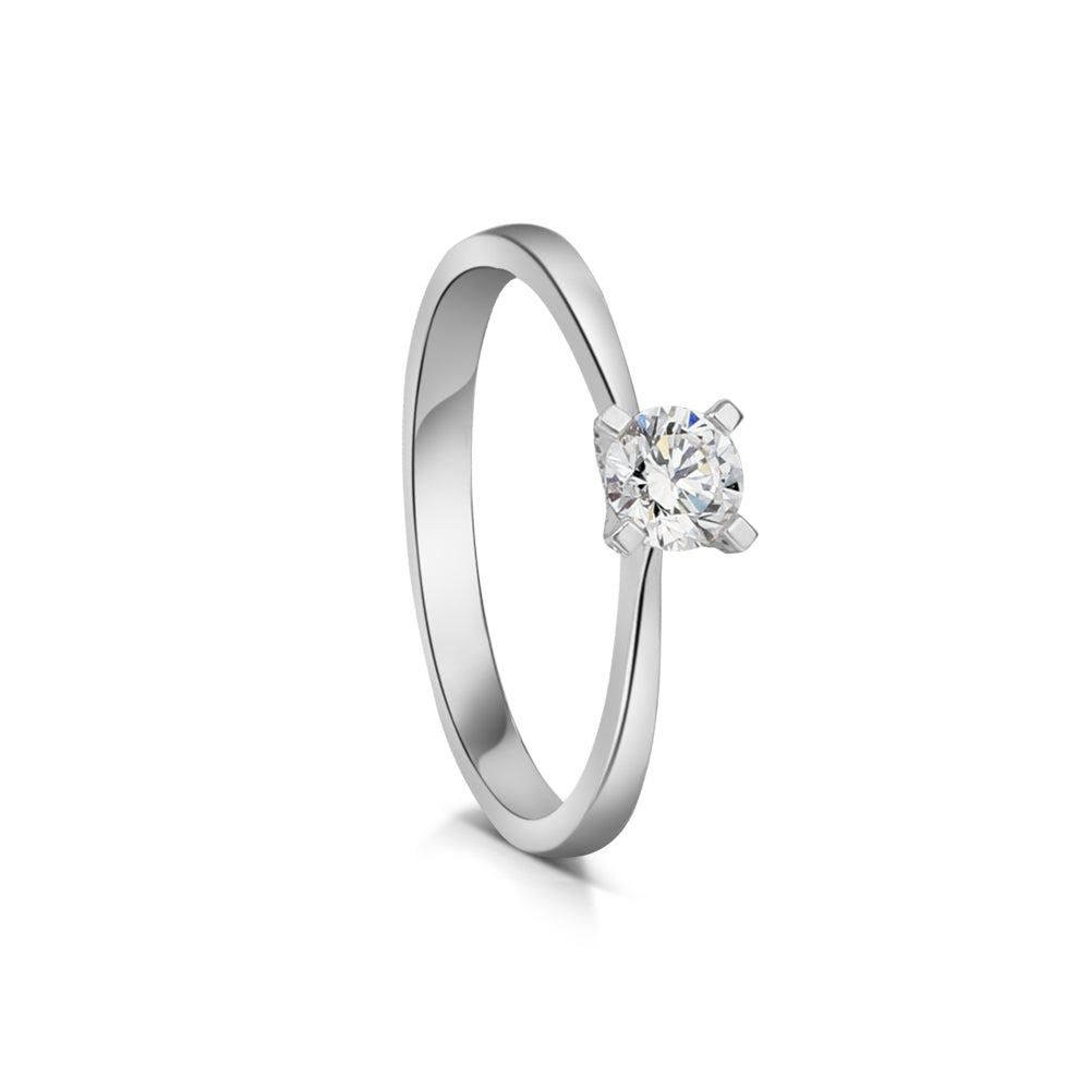 Sterling Silver Solitaire Lab Grown Diamond Ring 0.35ct Size L