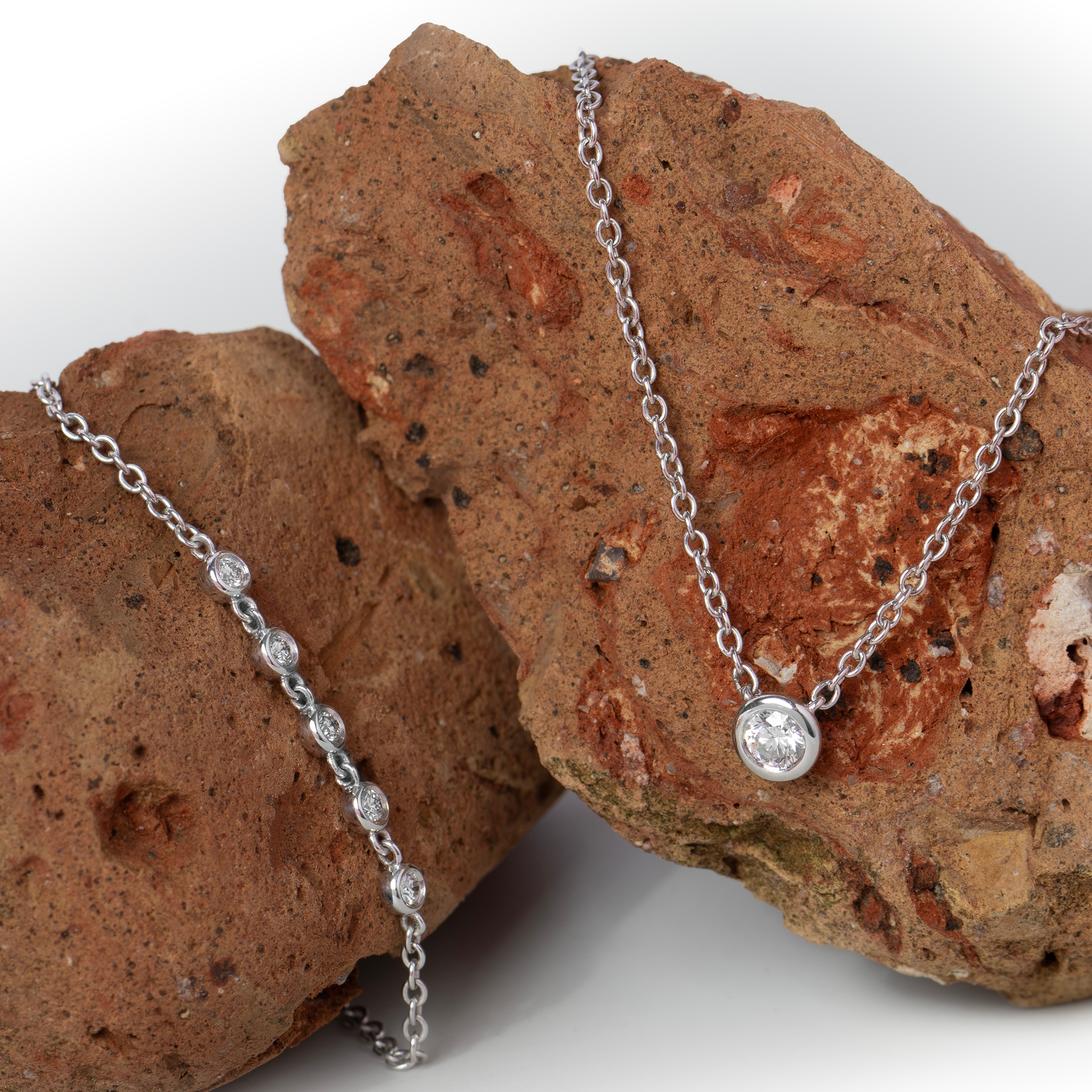 Sterling Silver Bezel Set Lab Grown Diamond Bracelet 0.15ct