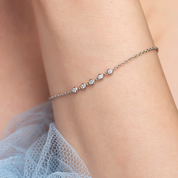 Sterling Silver Bezel Set Lab Grown Diamond Bracelet 0.15ct