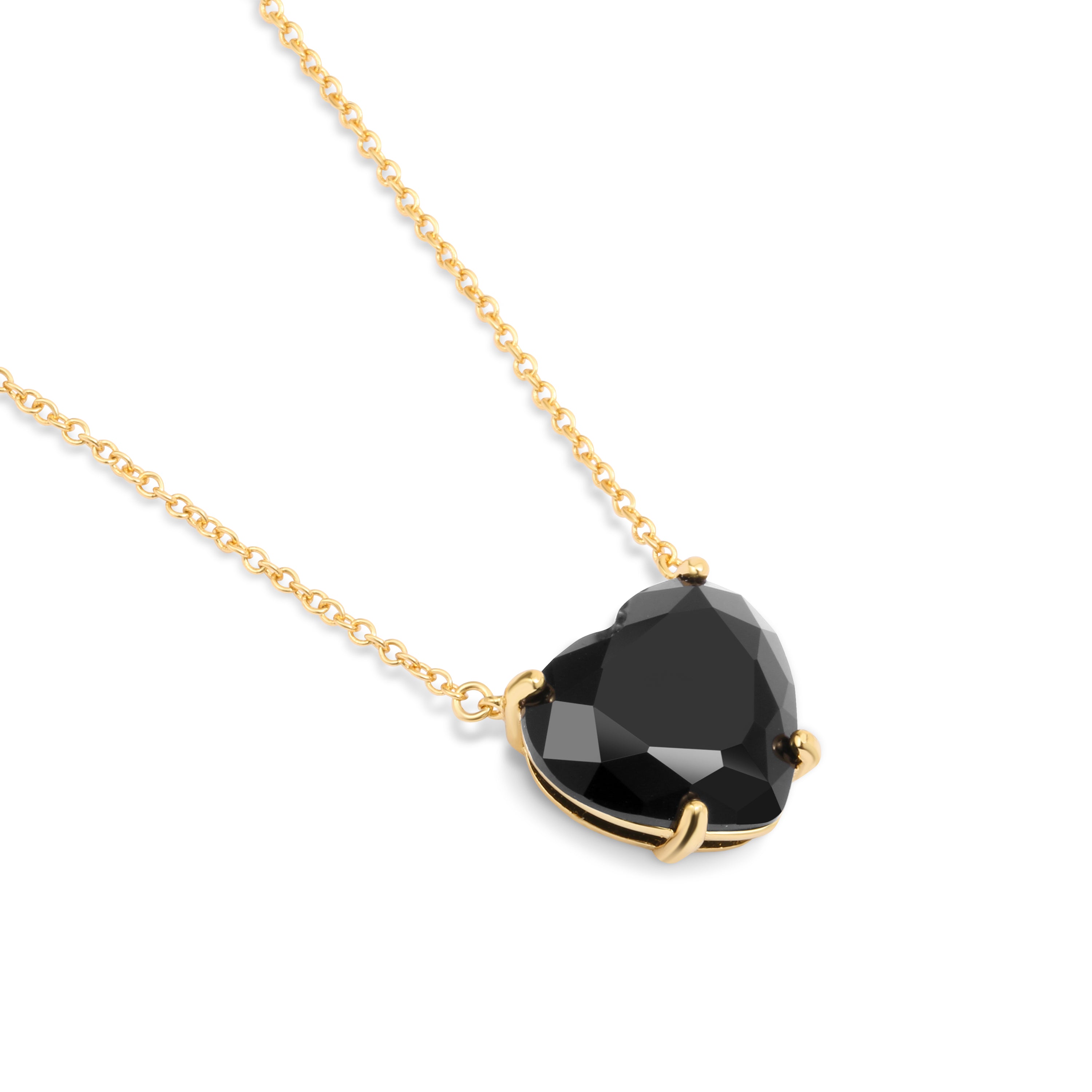 Gold Plated Black Stone Heart Pendant Newbridge Silverware
