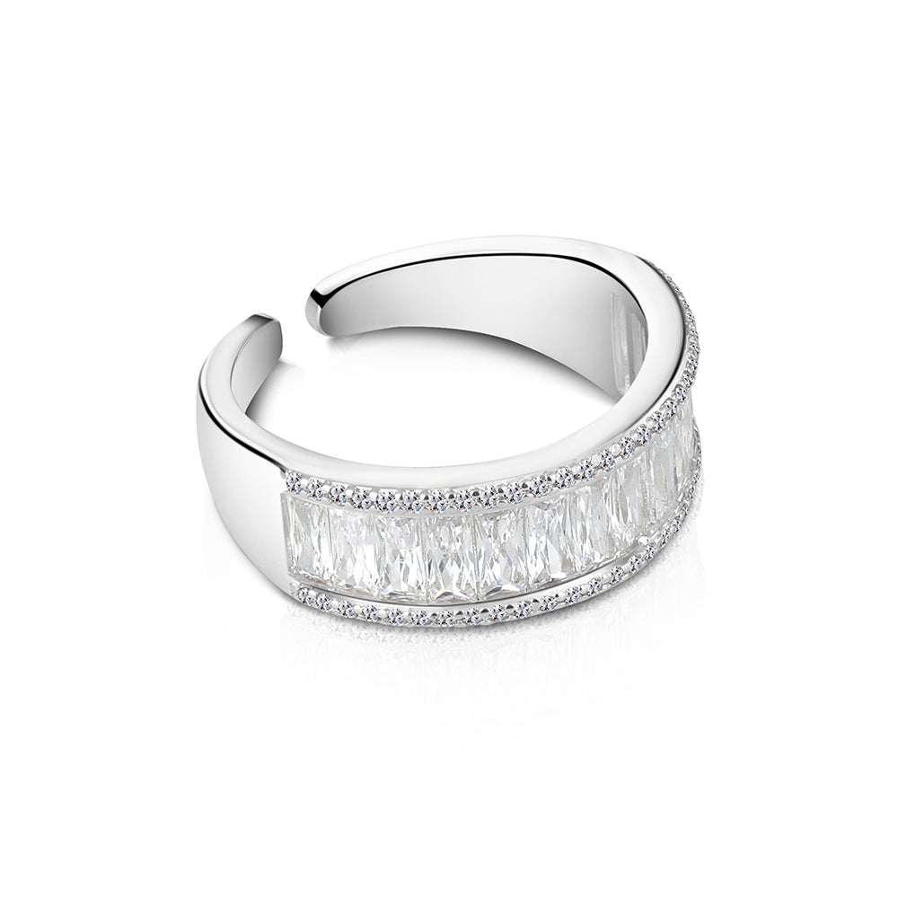 Silver Plated Baguette CZ Ring