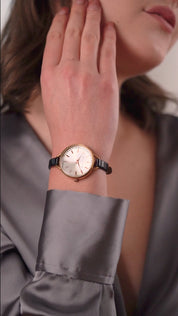 Ladies Watch Round Face Black