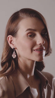 Drop Filigree Earrings with Mulberry Stone