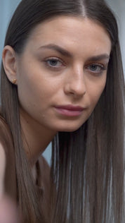 Heart Stud Earrings with Ruby Red Stones