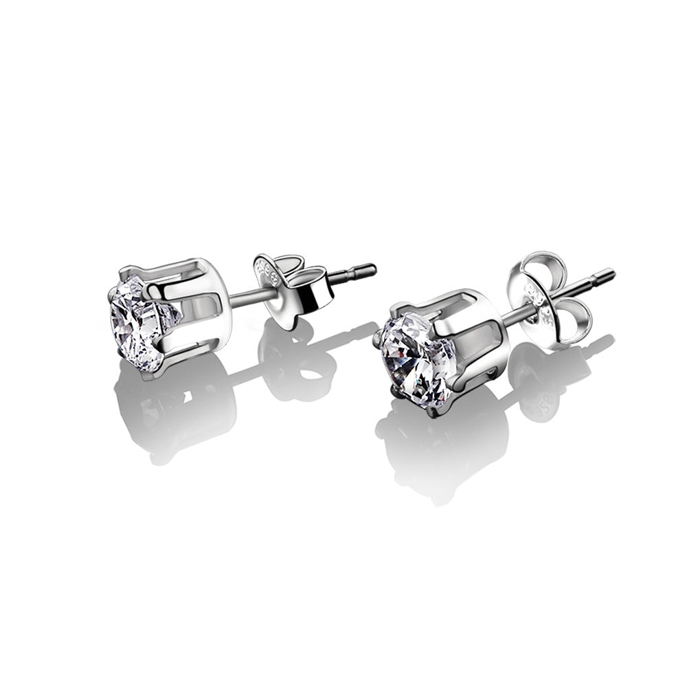 Stud Earrings Clear 6mm