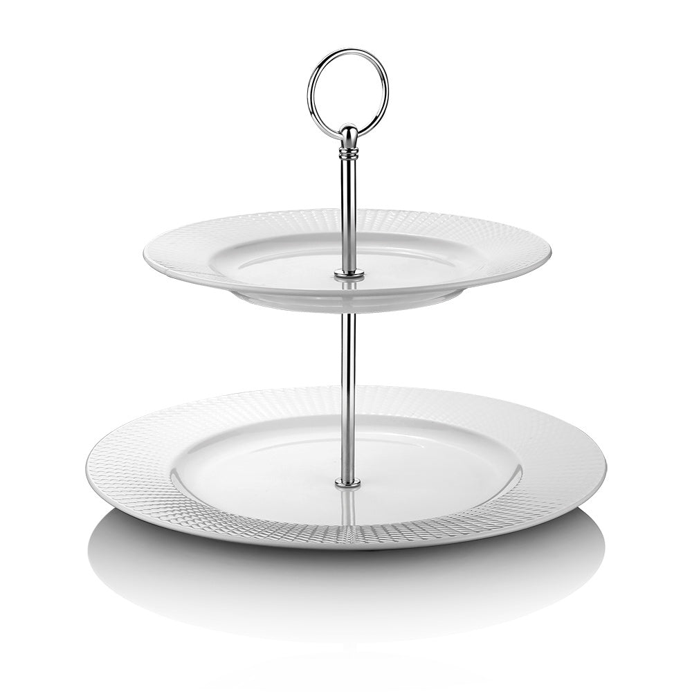 Whiteware 2 Plate Cake Stand