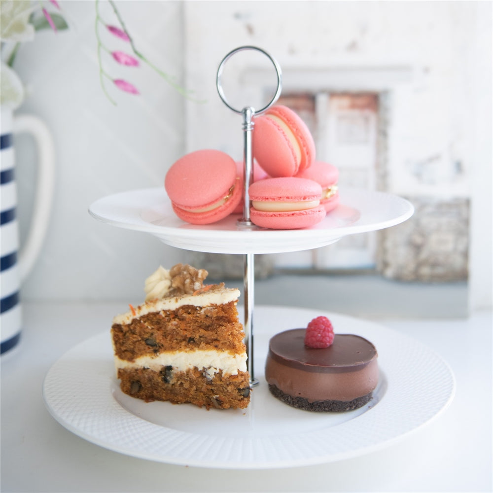 Whiteware 2 Plate Cake Stand