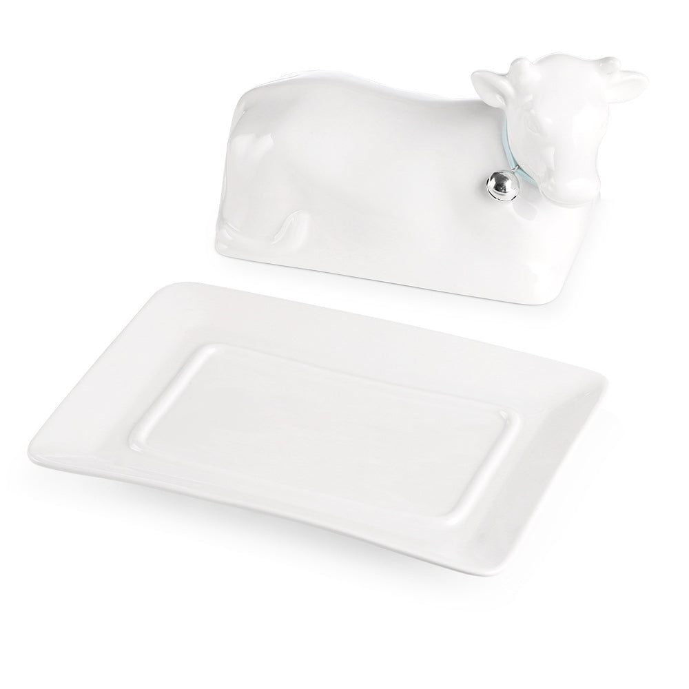 Whiteware Cow Butterdish
