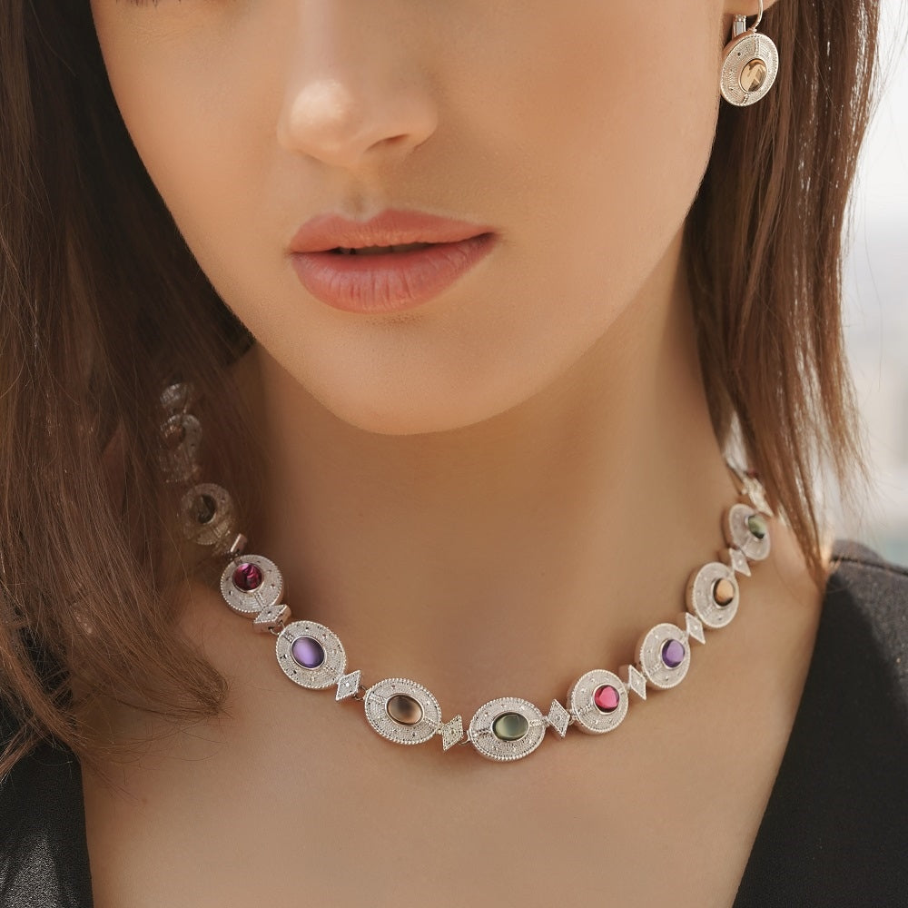 Vintage Style Necklace with Pastel Coloured Stone